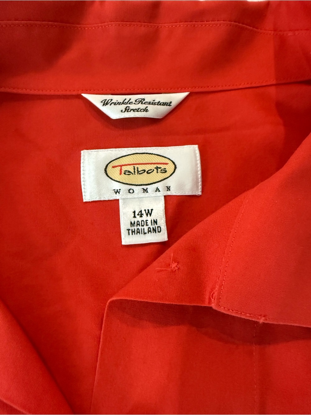 Talbots Red sleeveless blouse classic button-down front crisp collar Sz 14W E15 - Picture 2 of 5